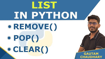 #15 List Methods ( Remove, Pop, Clear) in Python -  Python Tutorials for Beginners
