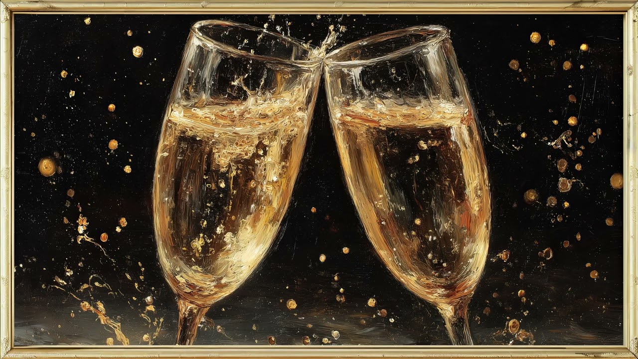 New Year Frame TV Art – Midnight Champagne Toast | 4K Ambient Screensaver | 4 hours (No Music)