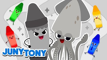 🎨Keributan Warna-Warni🦑｜Krayon Abu-Abu Nakal🖍️ dan Kumpulan｜JunyTony Bahasa Indonesia
