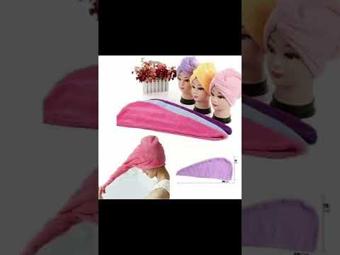 بونيه فوطة شعر خامة ميكروفايبر بتمتص المياه وفيها زرار