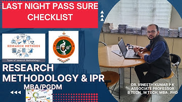 Research Methodology & IPR 📘 Last Night Passing Checklist ✅ Smart Package | MBA VTU PGDM Exam Tips