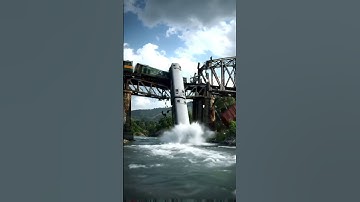 Train crashed on the bridge 🌉 #ai #viralvideo #trendingshorts #shorts@moonhindianimation