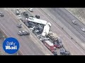 Aerial footage shows scale of devastating Texas interstate pileup