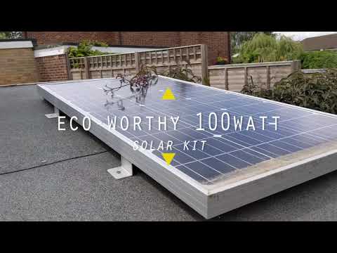 eco worthy 100w solar panel kit with leisure battery on garden shed 1 year review