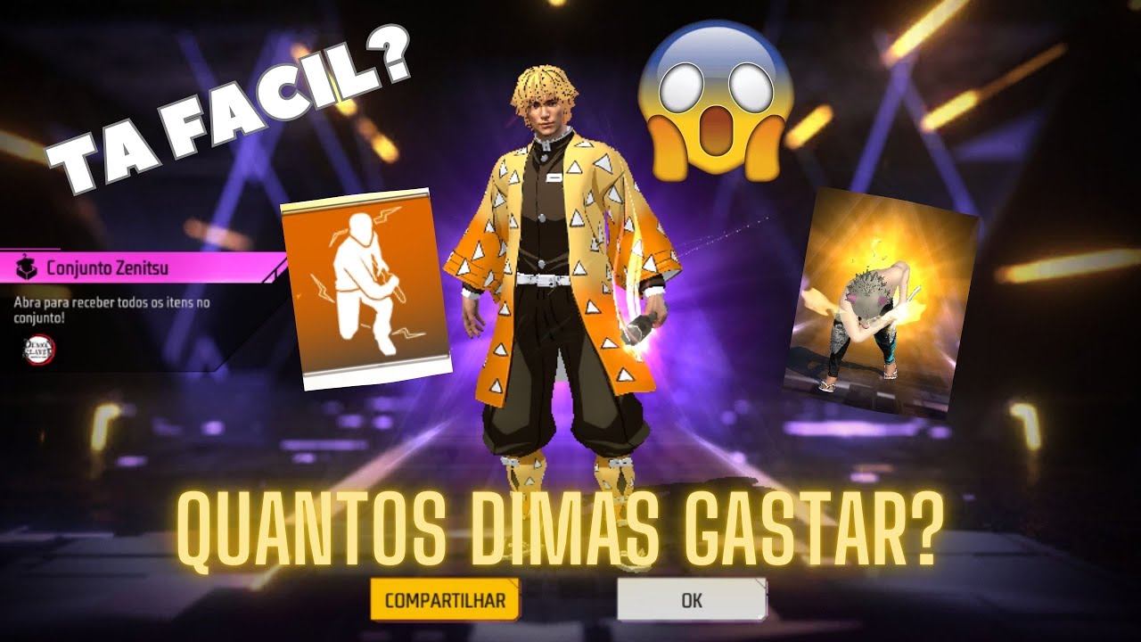 PEGANDO ZENITSU! NOVO ESCOLHA ROYALE FREE FIRE │ NOVO EVENTO FREE FIRE,  NOVA SKIN DEMON SLAYER 