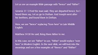 Hence, hither, thence, thither, whence, whither (meanings as used in KJV 1611)