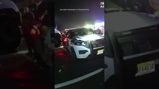 Semi slams into NJ state trooper vehicles, no one was hurt #shorts