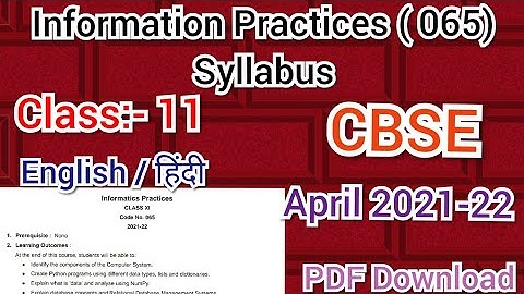 Information Practices Class 11 Syllabus CBSE 2021-22 PDF Download || IP Class 11 Syllabus Download