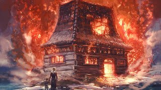 Procreate Painting of a Burning House full process [ORANGE]
