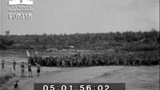 Troops demonstrate against lack of shipping
Some one thousand five hundred men marched from the General Details Depot to HQ 1 Australian Base Sub Area, Morotai, to voice a complaint to senior officers regarding certain statements made in the press concerning shipping facilities that were to be made available for returning troops from the islands to Australia. A committee was formed to present some twenty questions and also a request that a signal be despatched to the Minister for the Army asking for a definite statement to be made. Colonel R E Wade, Senior Staff Officer, Advanced HQ, AMF, answered the committees queries. Troops demonstrate against lack of shipping