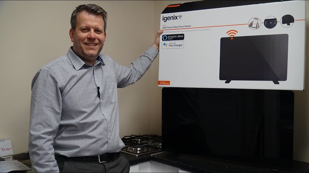 Igenix IG9521 Smart Glass Panel 2 kw Heater - YouTube
