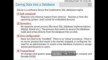 Lecture: 1(a)  Data Storage :  SQLite  Database Files and Others for  Android