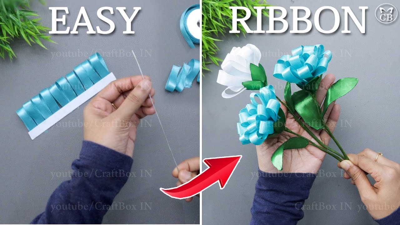 DIY Satin Ribbon flowers How to make ribbon crafts Ribbon flower