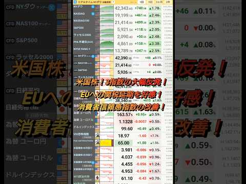 5月28日株式投資。米国株ナイトセッション。3指数大幅に反発！EUへの関税延期や消費者信頼感指数の改善を好感！#米国株　#投資