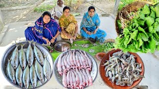 সার্ডিং মাছের তেলঝাল, লটে মাছের ভুনা আর চিংড়ি মাছ দিয়ে মুলোশাকের ঘন্ট রান্না আর দুপুরে খাওয়া 