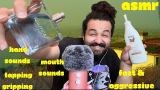 FAST & AGGRESSIVE ASMR (hand/mouth sounds, snapping, tapping, gripping)