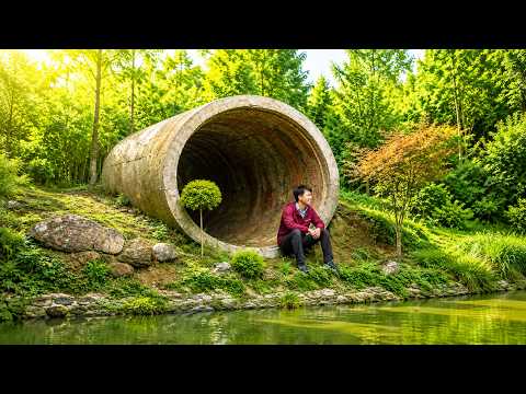 A young man turned his childhood dream into a house inside a concrete pipe.