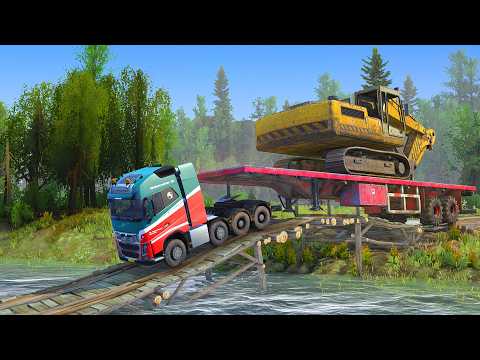 ONE MASSIVE Yellow Excavator Crushes the World's DEADLIEST Bridge! Can This Volvo Truck Survive?