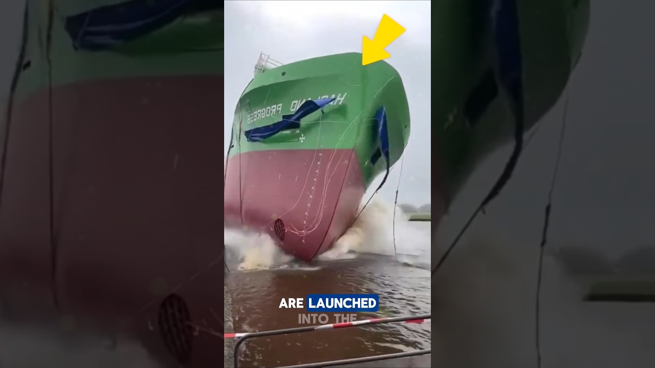 Вот как спускают корабли на воду.