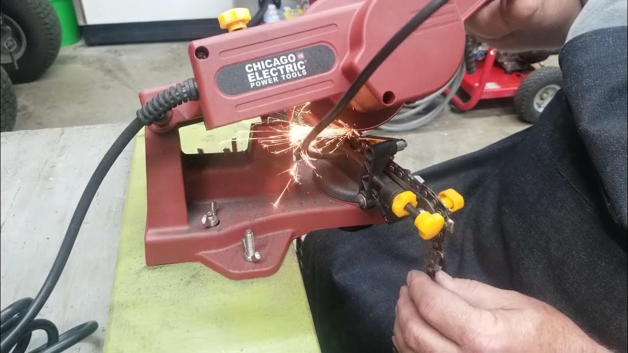 Sharpening my John Deere 50V chain With the Harbor freight chain sharpener. YouTube