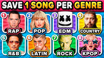 Save One Song: RANDOM Genre, 9 Genres, 6 Songs Challenge! | Music Quiz