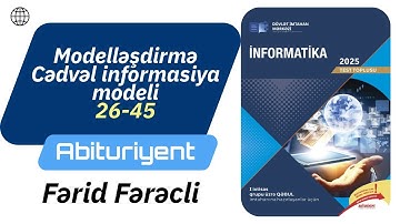 Modelləşdirmə | Cədvəl informasiya modeli 26-45 | İnformatika test toplu 2025