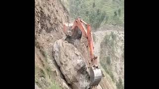 Dangerous work of hitachi excavators on cliffs#trending#viral