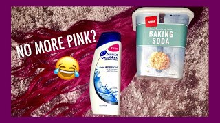 REMOVING MY PINK HAIR w Baking Soda and Anti Dandruff Shampoo  DOES IT WORK? | Cerise1307 |