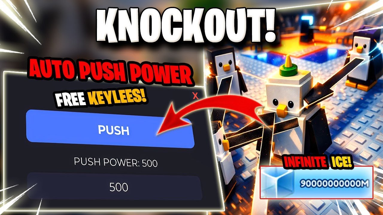 KNOCKOUT SCRIPT *NO KEY* PUSH POWER, AUTO FARM, FREE SKINS INFINITE ICE & MORE! ✅🐧
