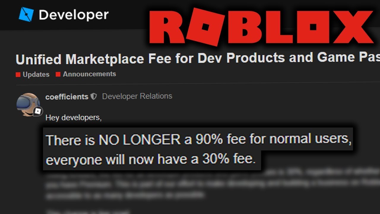 Roblox Finally Removed The 90 Fee Youtube - marketplace roblox