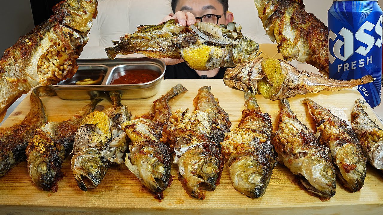 ASMR MUKBANGㅣGrilled Sailfin Sandfish & beerㅣEATING SHOW