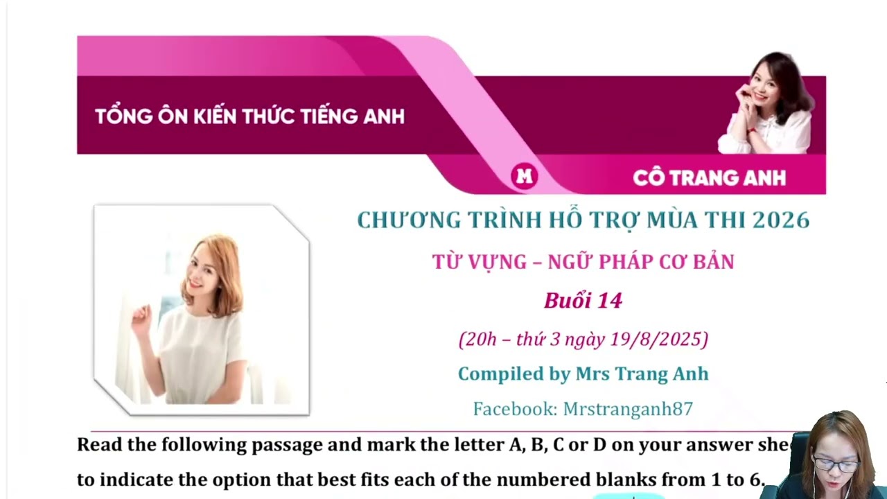 HỖ TRỢ MÙA THI 2026 - LIVE 14(NGỮ PHÁP CƠ BẢN)