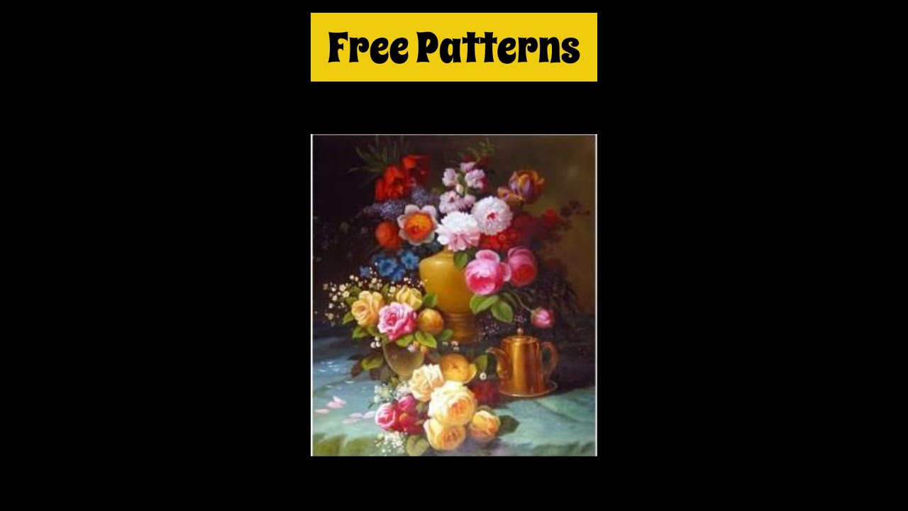 Flowers in Marble Vase/ Large Cross Stitch Patterns Free PDF/ 