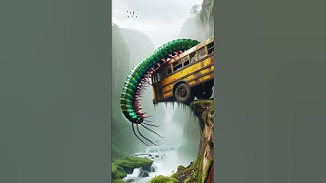 Yellow Bus Suspended Over a Cliff | #shorts #animation #nature #amazing #wow