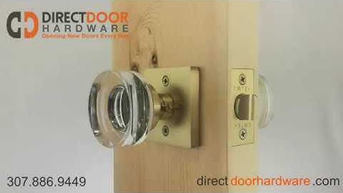 Emtek Modern Disc Crystal Knob with Square Rosette in Satin Brass