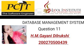 Java Institute | Database Management System | Question Set 11| H.M.Gayani Dilrukshi