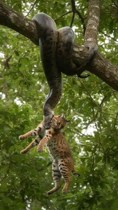 New! Snake Surprises 5 Legged Jungle Cat! Discovery Animal Channel! BBC Anaconda #Boa #Attack #Zoo