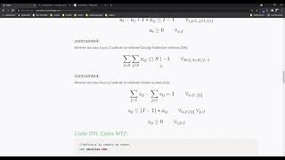 Cplex TSP,  traveling salesman problem, élimination des sous tours à l'aide de DFJ