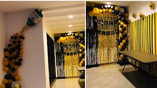 GOLD & BLACK BIRTHDAY THEME|Birthday decorations at home|Decorating on the budget!