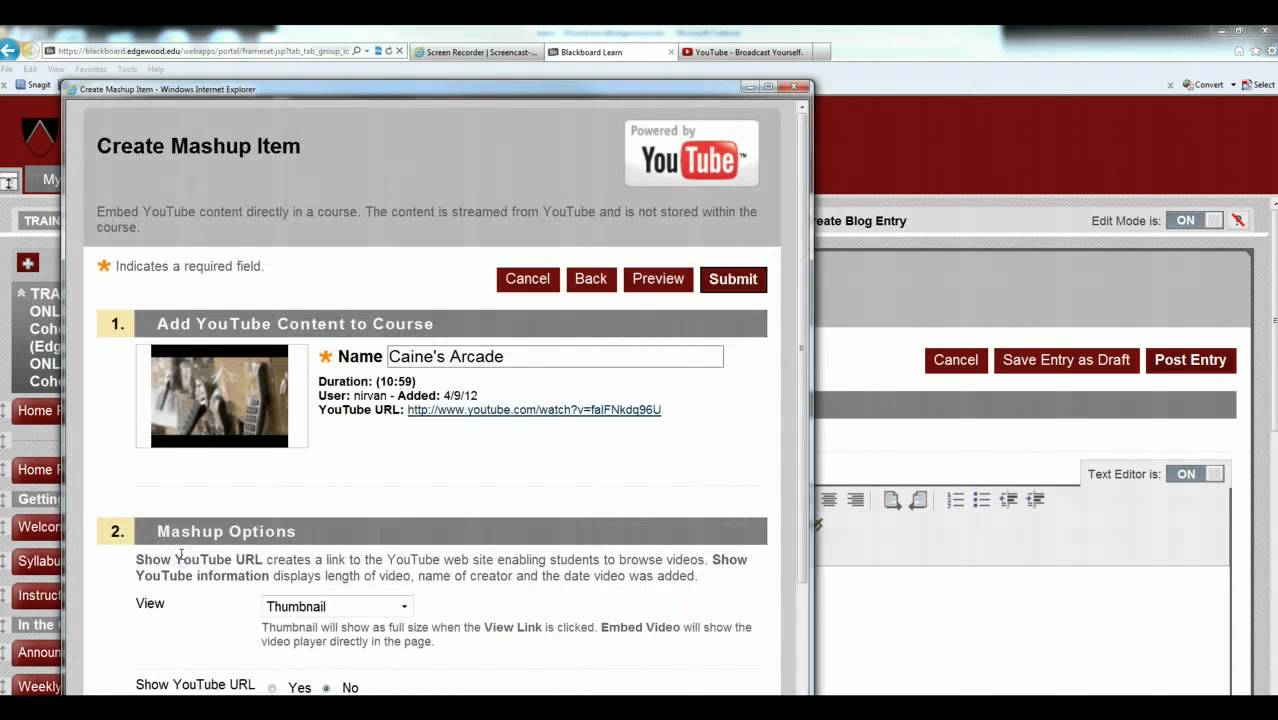 How to embed youtube video into your blog entry - YouTube