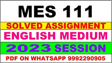 mes 111 solved assignment 2023 | mes 111 solved assignment in english 2022-2023 | mes 111 2023