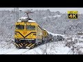 Rail traffic in Serbia - Snowy time south of Belgrade [4K]