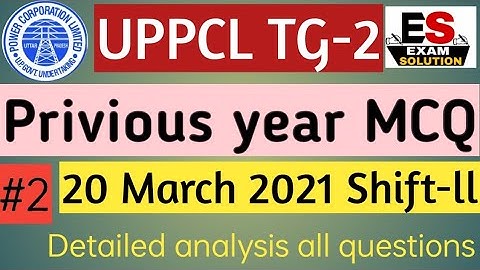 UPPCL TG-2 Previous year paper solution l 20 march 2021 shift-2 l all shitf by exam solution