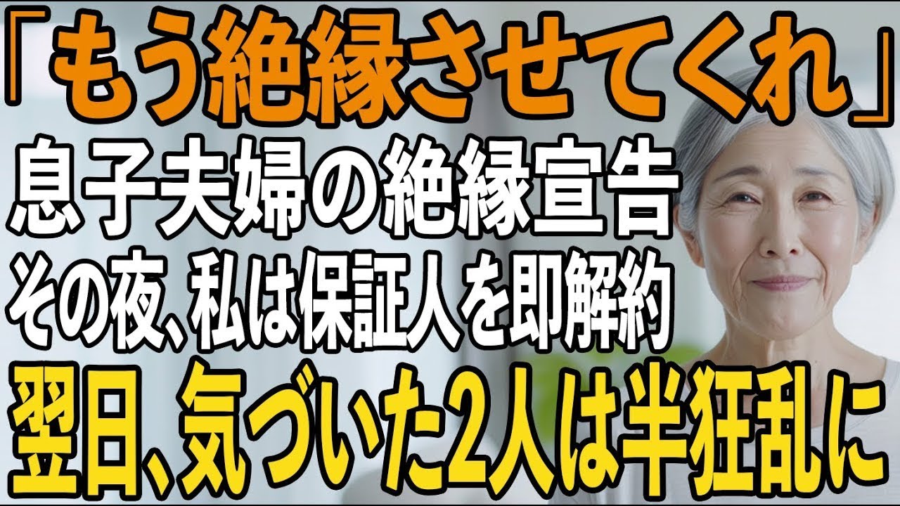 「もう絶縁させて」息子の誕生日で息子に絶縁を宣告される私。その夜、私は静かに微笑み姿を消した→翌日、私が”住宅ローンの保証人”だったことを忘れていた2人は半狂乱に【シニアライフ】【60代以上の方へ】