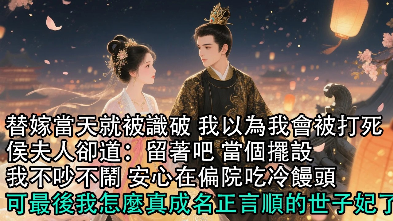 【一口氣看完】替嫁當天就被識破 我以為我會被打死，侯夫人卻道：留著吧 當個擺設，我不吵不鬧 安心在偏院吃冷饅頭，可最後我怎麼真成名正言順的世子妃了#古言 #有聲小說 #情感故事