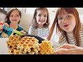 MAKiNG WAFFLES for MOM!!  Backyard Games and pirate island fun with Family! Best Mother