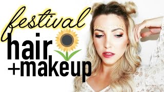 MUSIC FESTIVAL Hair + Makeup Tutorial!