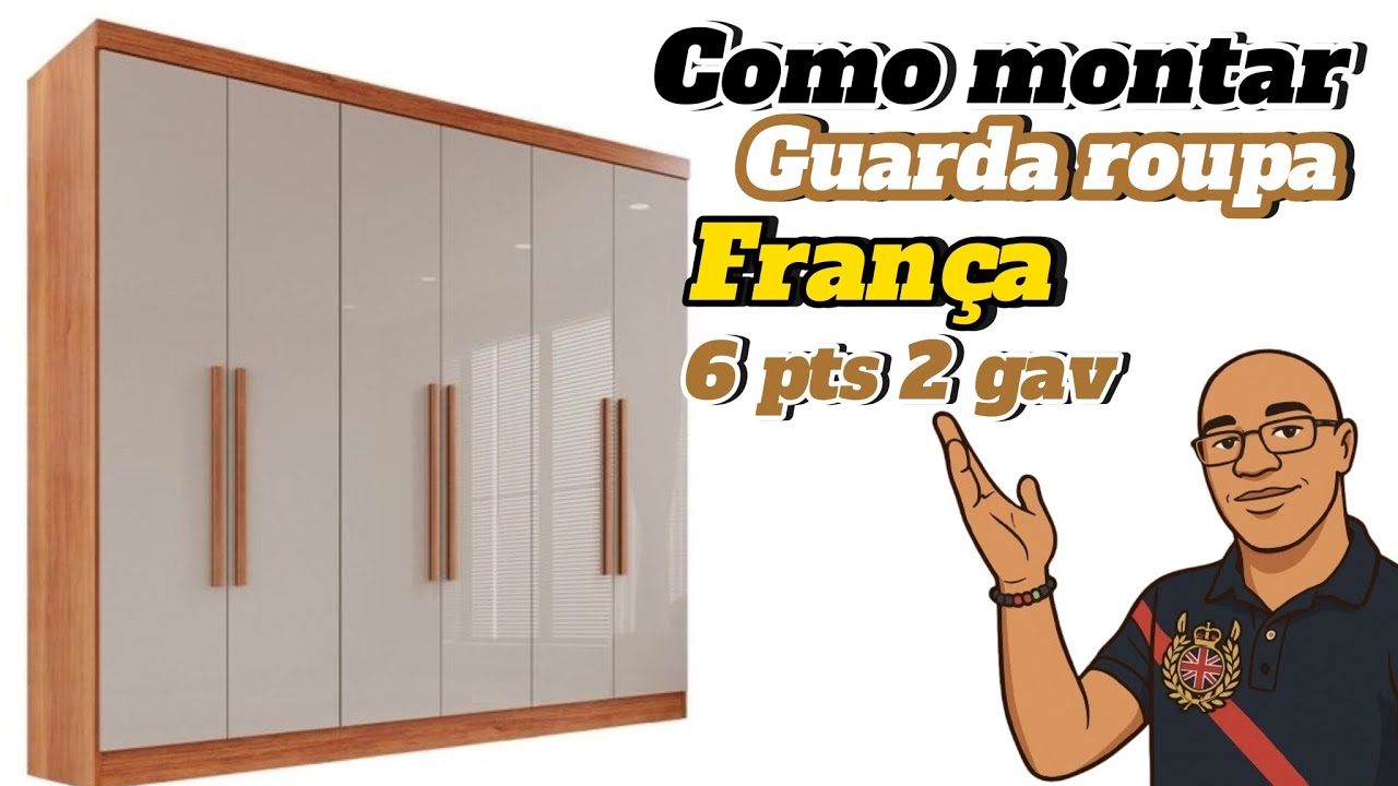 Como montar Guarda-roupa Casal 6 Portas 2 Gavetas França Cinamomo/Off-White!!!