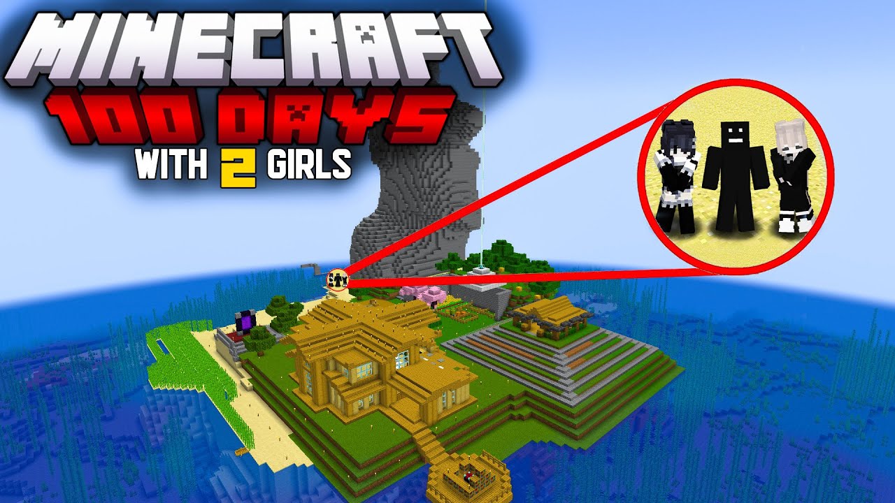 I Survived 100 Days on a Deserted Island with 2 GIRLS in Minecraft ...