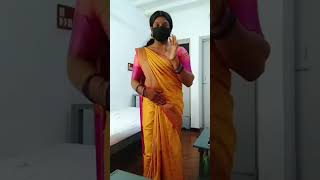 Crossdresser wearing saree with pink blouse #shorts #saree 